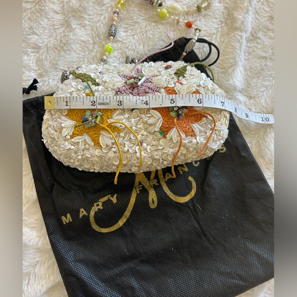 Mary Frances Small White Beaded With Sequins And Leather Bag - Picture 7 of 10